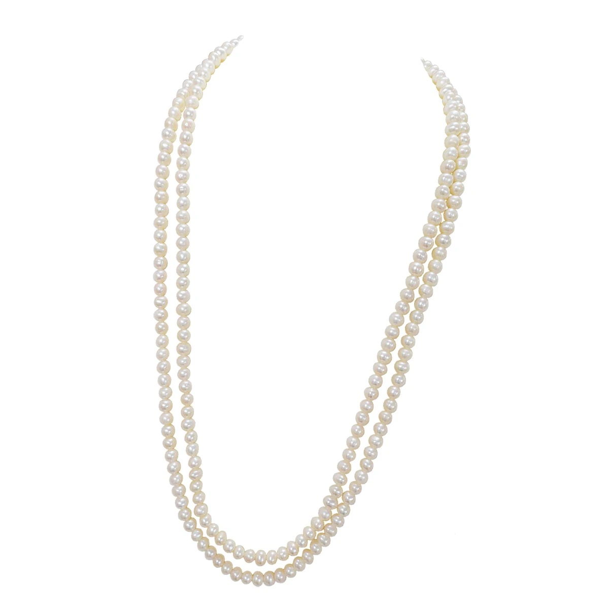 Two Line Real Natural Freshwater Pearl Necklace for Women (SN1005)