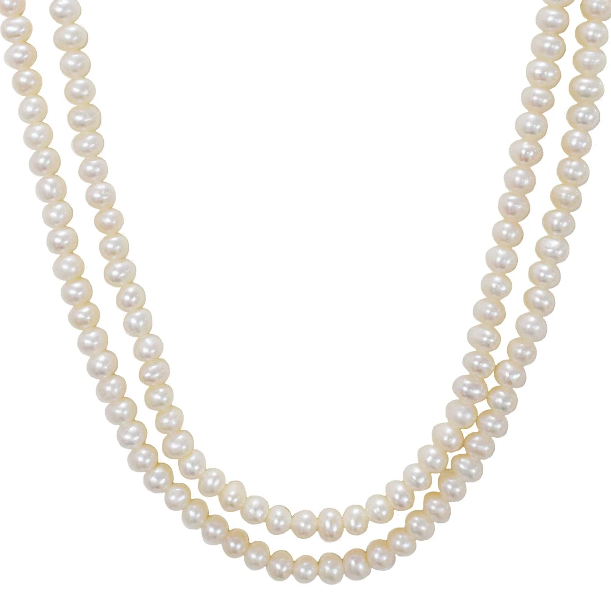 Two Line Real Natural Freshwater Pearl Necklace for Women (SN1005)