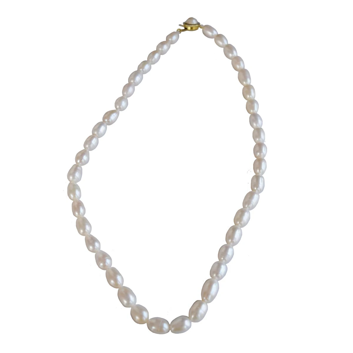 Single Line Real Big Elongated Pearl Necklace for Women (SN1007)