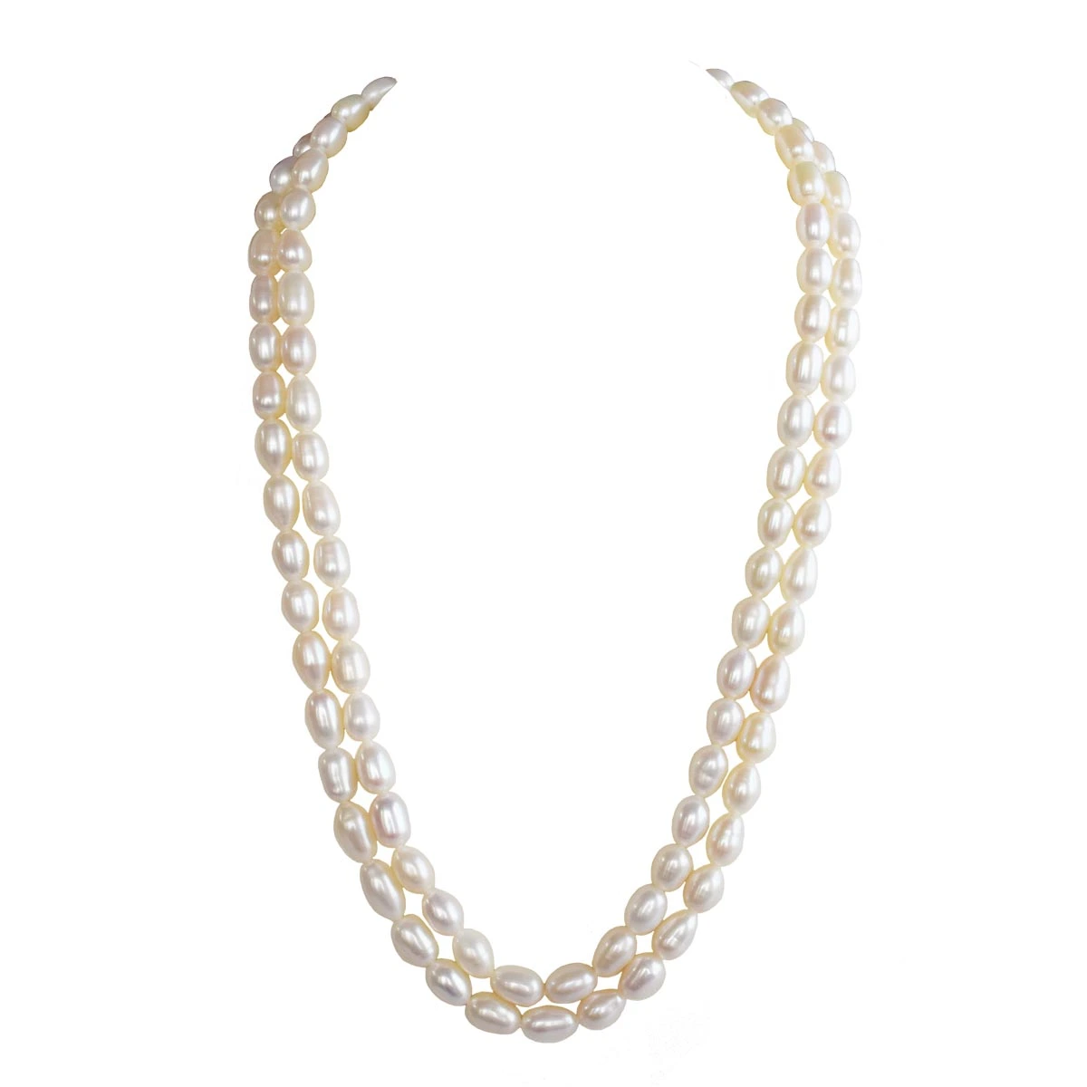 2 Line Real Big Elongated Pearl Necklace for Women (SN1008)