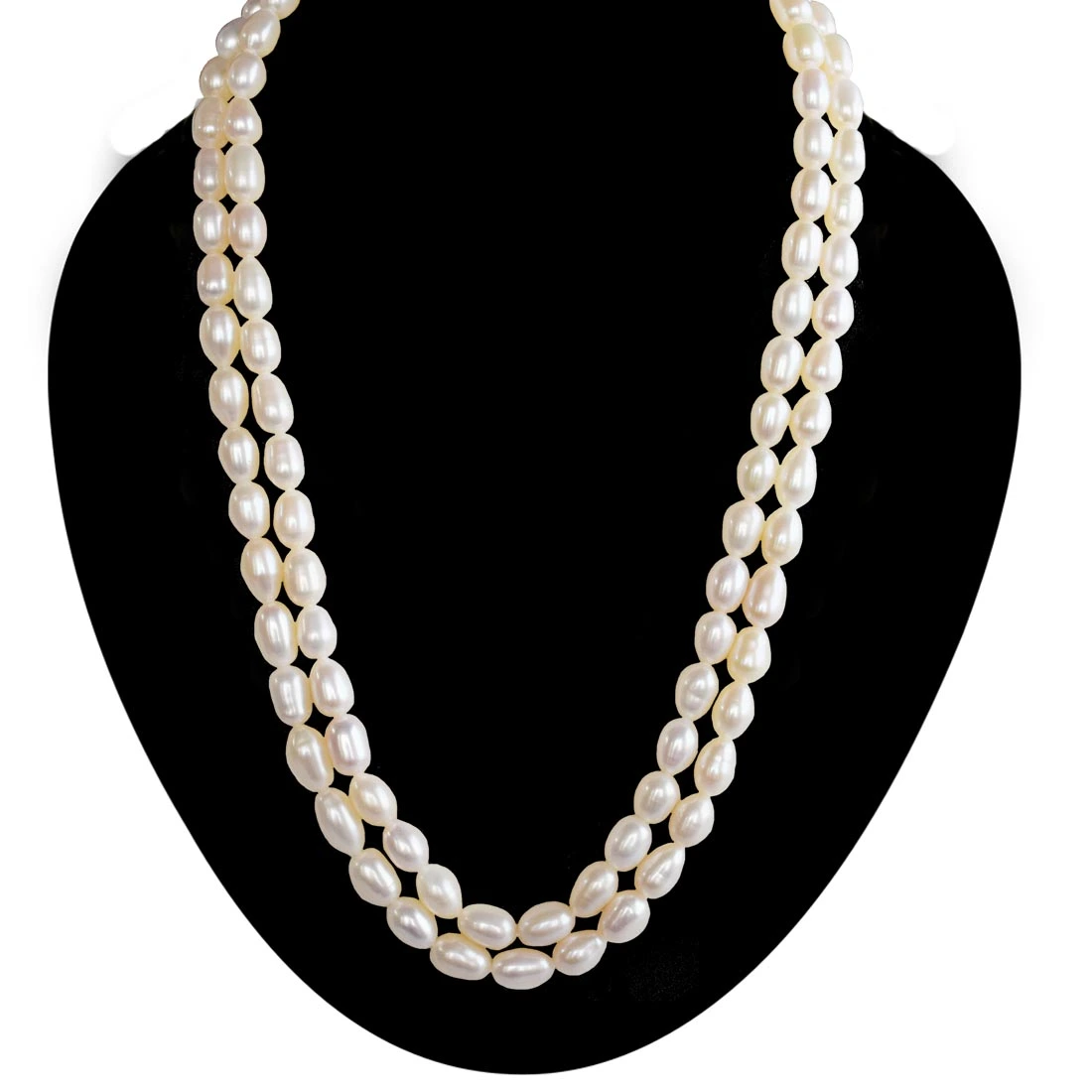 2 Line Real Big Elongated Pearl Necklace for Women (SN1008)