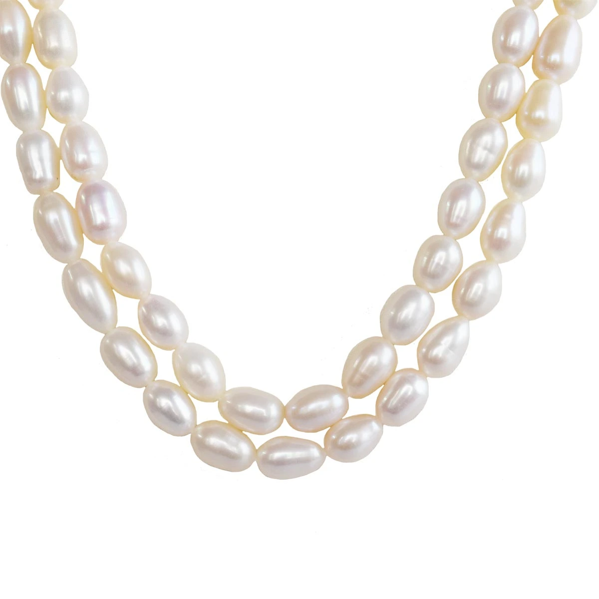 2 Line Real Big Elongated Pearl Necklace for Women (SN1008)