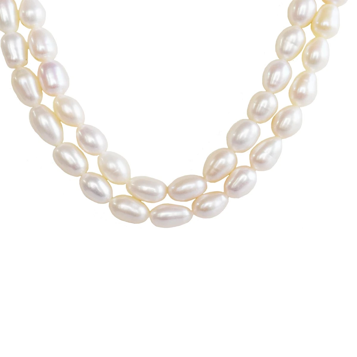 2 Line Real Big Elongated Pearl Necklace for Women (SN1008)