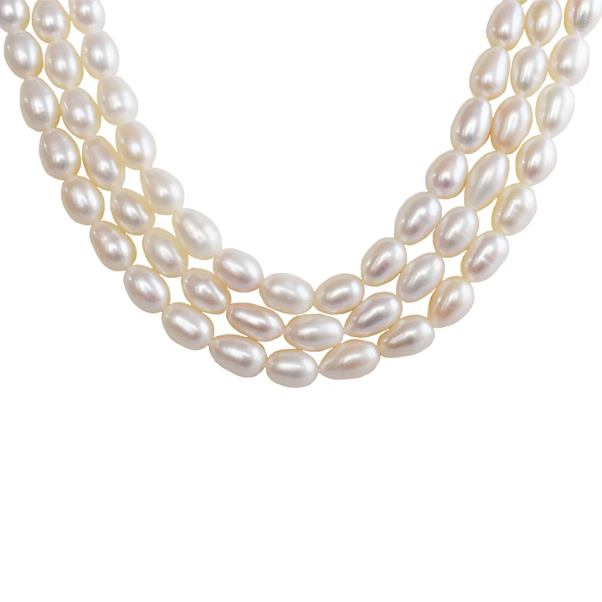 3 Line Real Big Elongated Pearl Necklace for Women (SN1009)