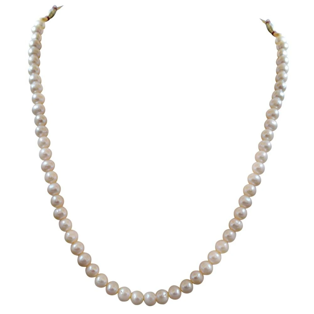 Pearl Perfection: Classic Single Line Necklace & Earring Set (SN1035)