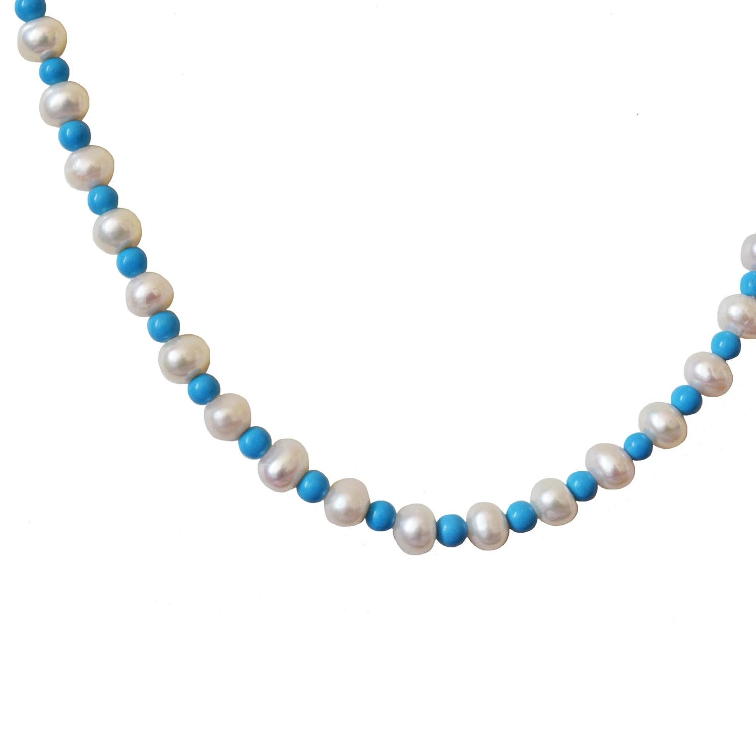 Aqua Elegance: Turquoise and Pearl Bead Necklace (SN1036)