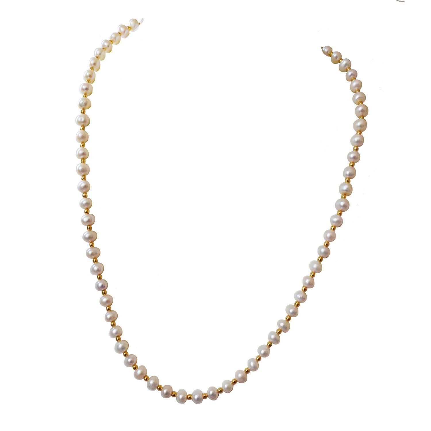Real Freshwater Pearl Gold Plated Beads Necklace