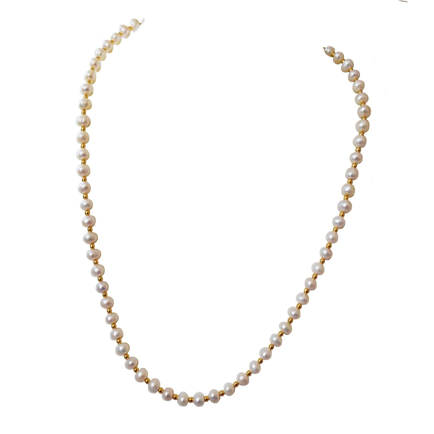Golden Glow: Playful Pearl & Gold Bead Necklace (SN1038)
