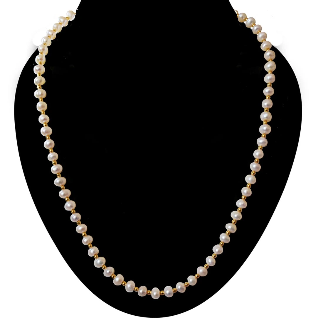 Golden Glow: Playful Pearl & Gold Bead Necklace (SN1038)