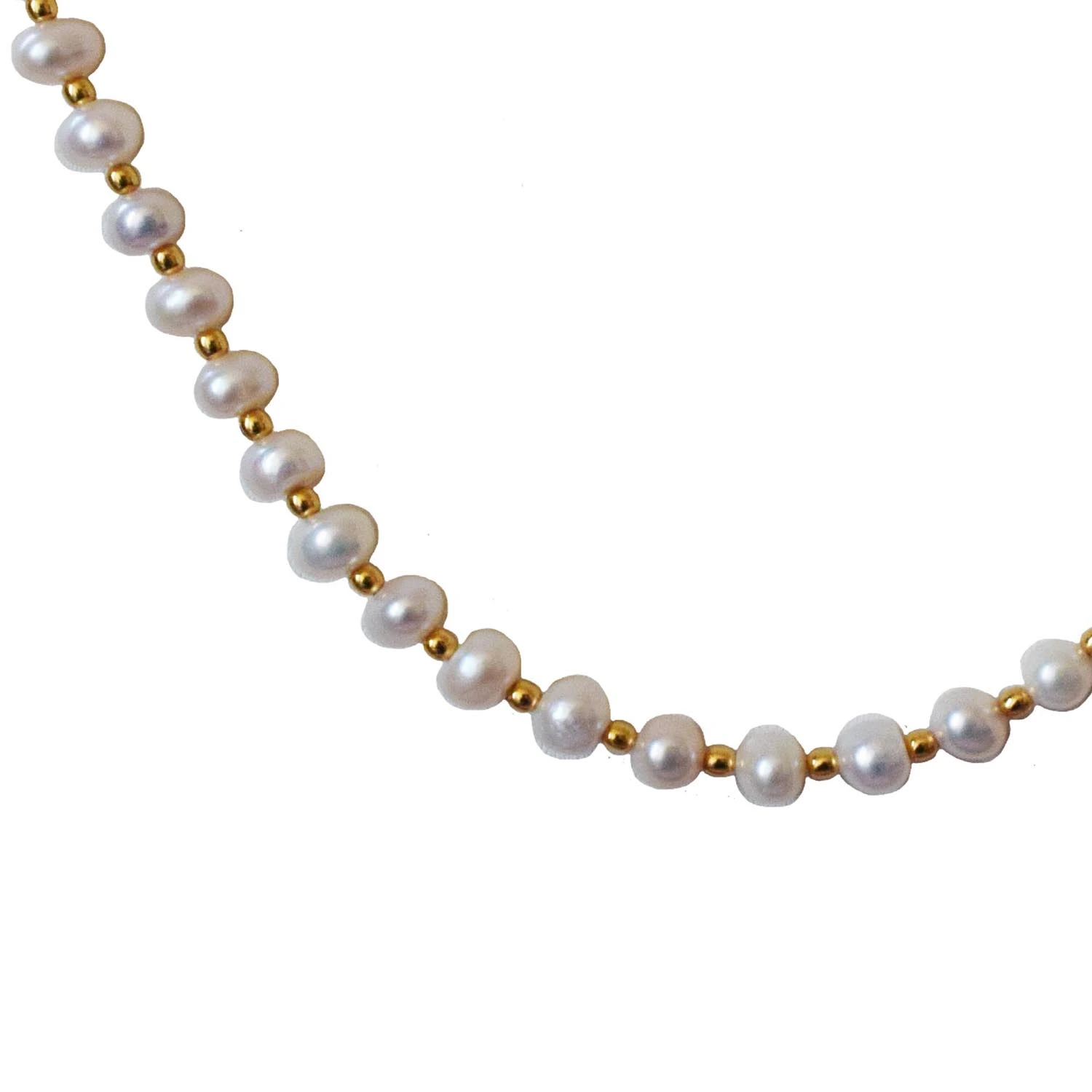 Golden Glow: Playful Pearl & Gold Bead Necklace (SN1038)