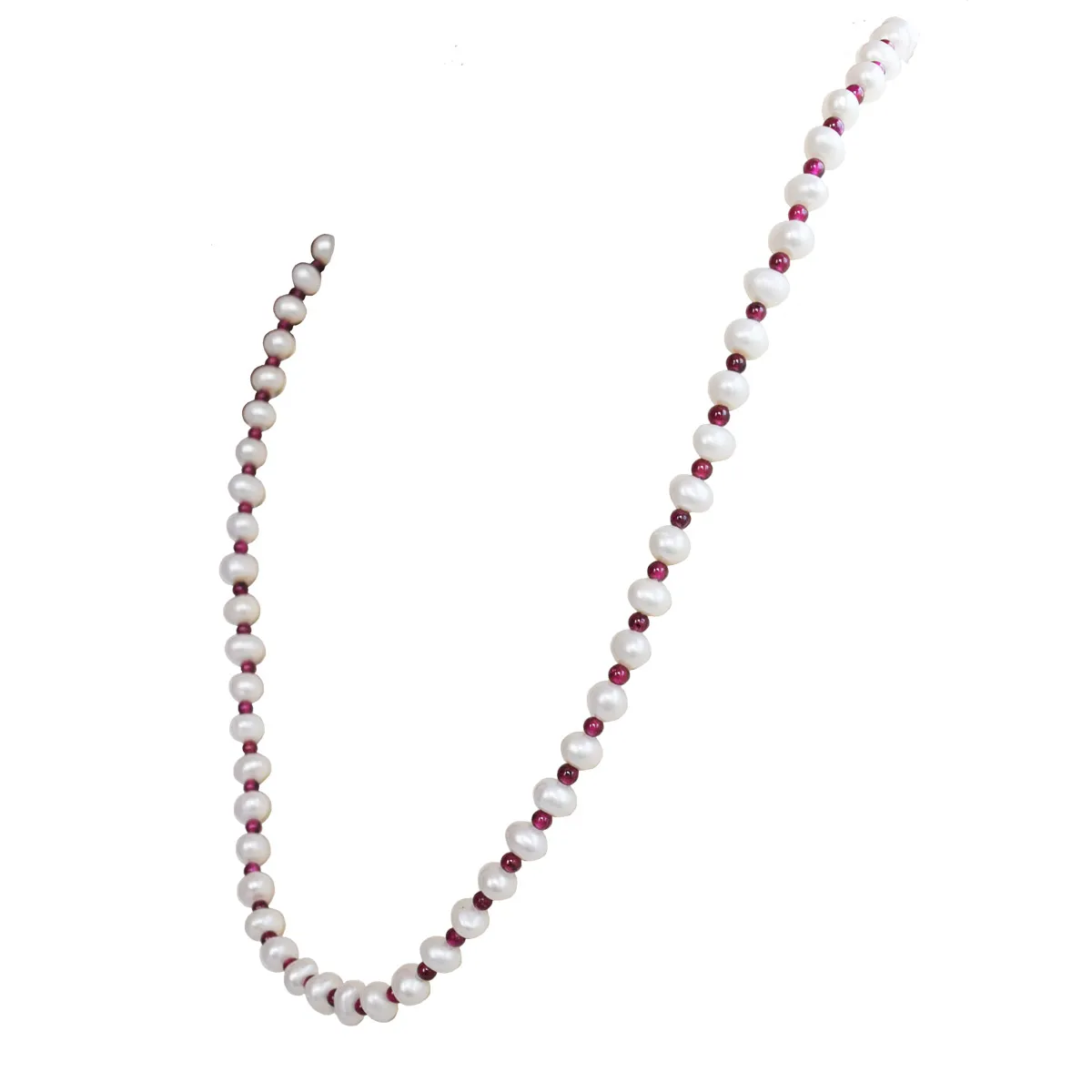 Single Line Necklace & Red Garnet Beads Necklace for Women (SN1042)