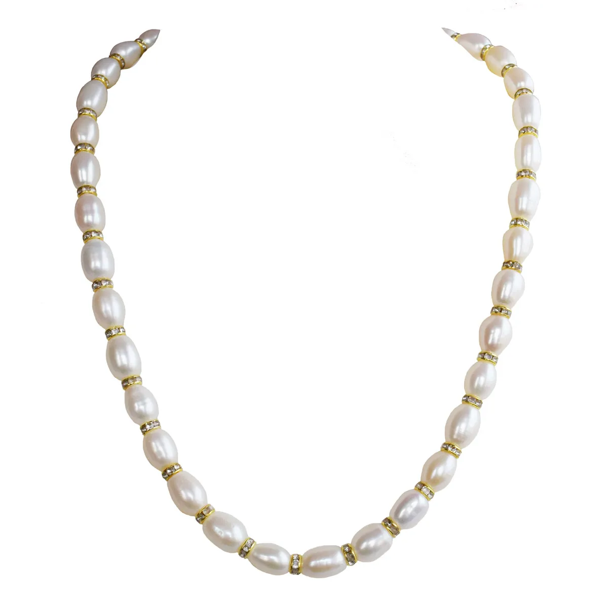 Golden Harmony: Elongated Pearl & Gold-Plated Chakri Necklace (SN1045)