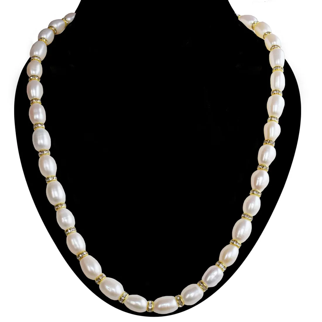 Golden Harmony: Elongated Pearl & Gold-Plated Chakri Necklace (SN1045)
