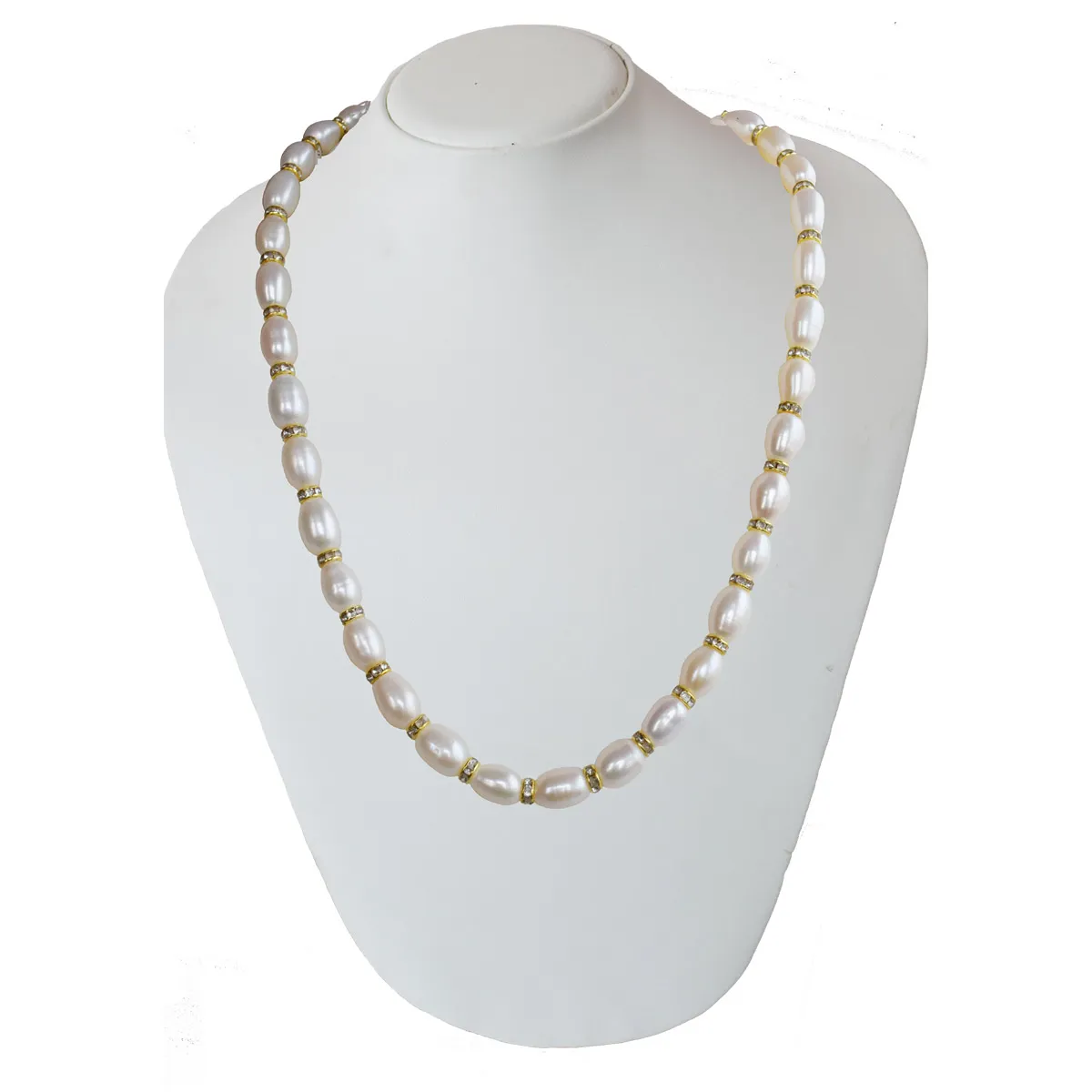 Golden Harmony: Elongated Pearl & Gold-Plated Chakri Necklace (SN1045)