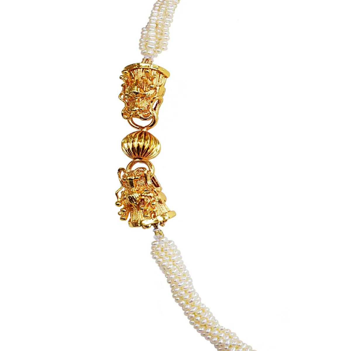 Elegant Allure 6-Line Freshwater Pearl Necklace with Gold-Plated Fancy Clasp (SN1049)