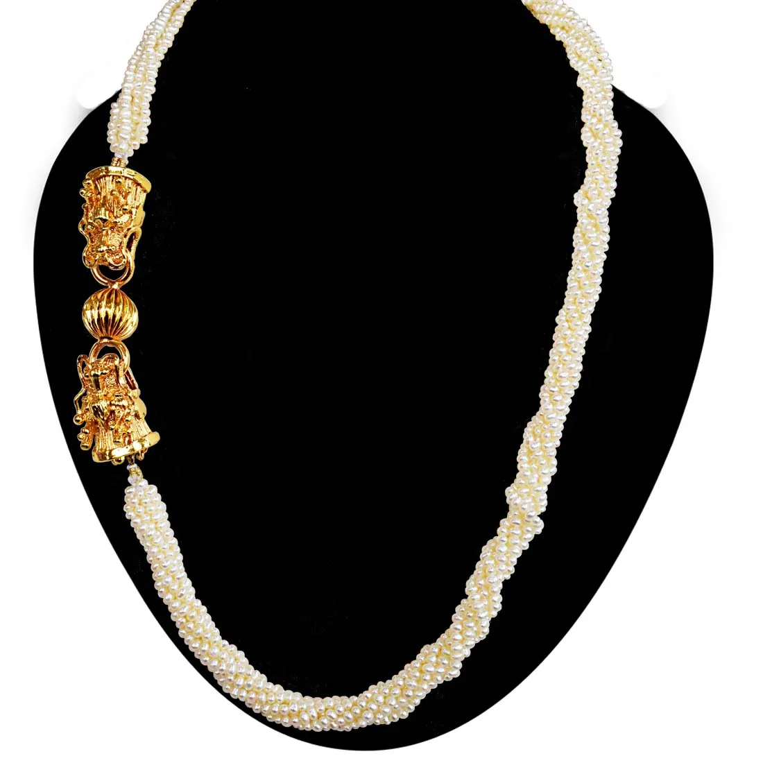 Elegant Allure 6-Line Freshwater Pearl Necklace with Gold-Plated Fancy Clasp (SN1049)