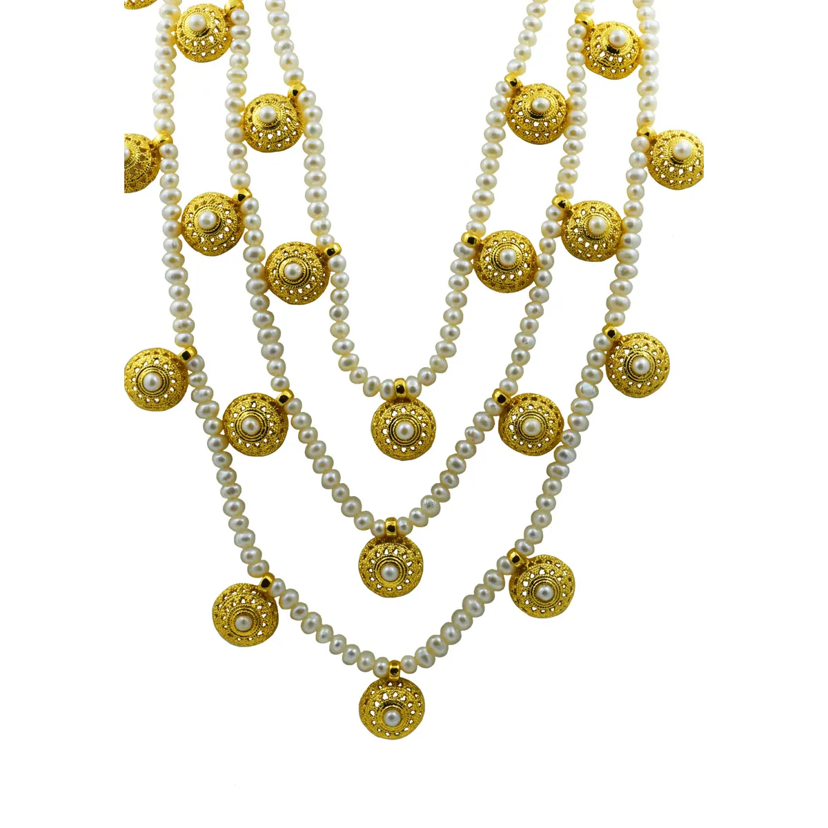 Transform Today Into Your Coronation Day with the 3 Line Rani Haar Pearl Necklace (SN1051)