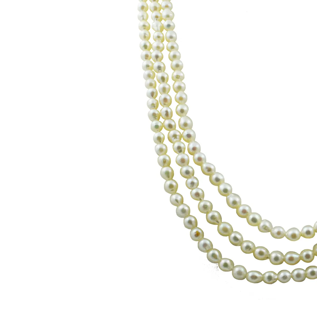 3 Line Real Cultured Pearl Necklace for Women (SN1052)
