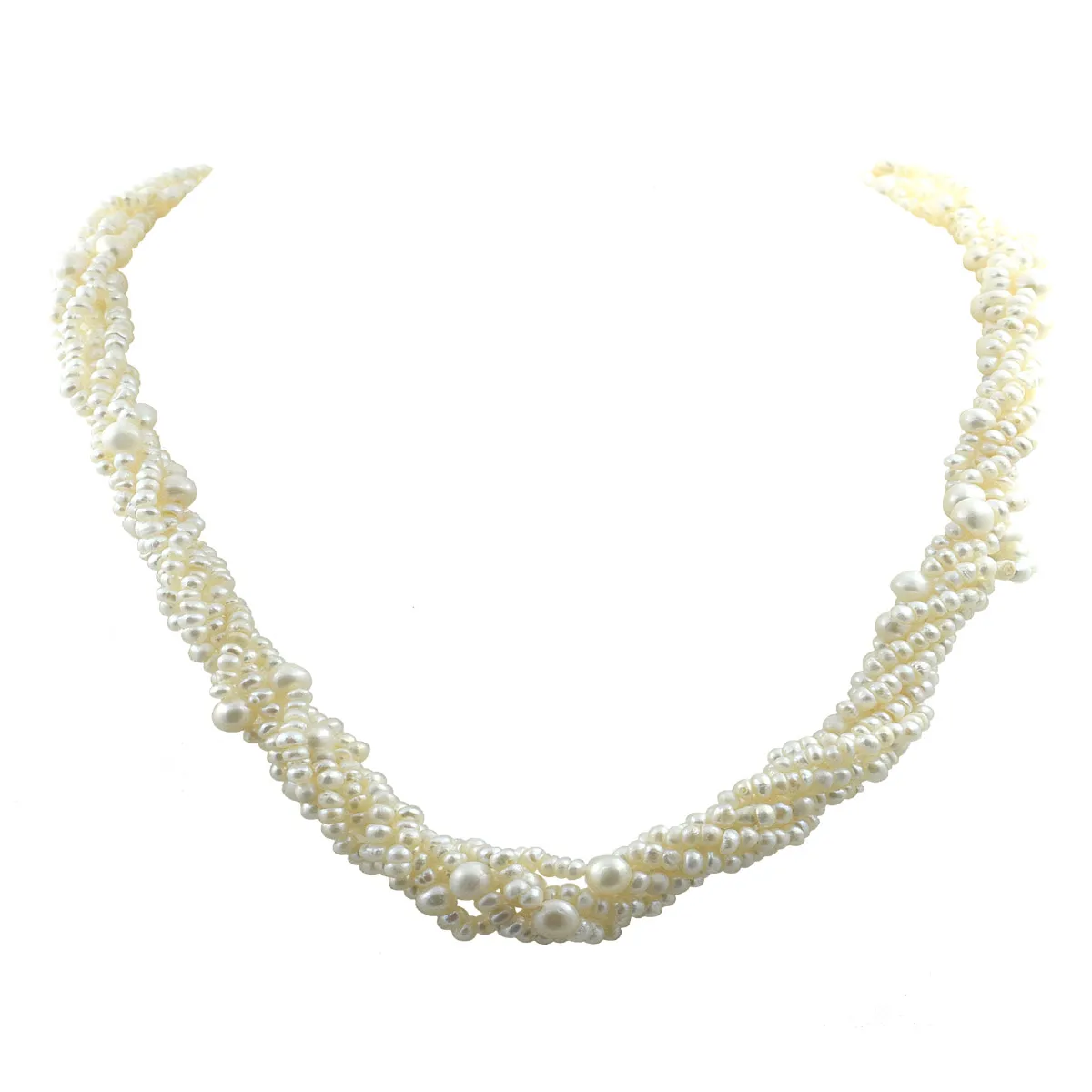 5 Line Twisted Real Freshwater Pearl Necklace for Women (SN1053)