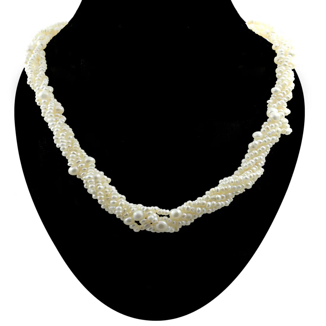 5 Line Twisted Real Freshwater Pearl Necklace for Women (SN1053)