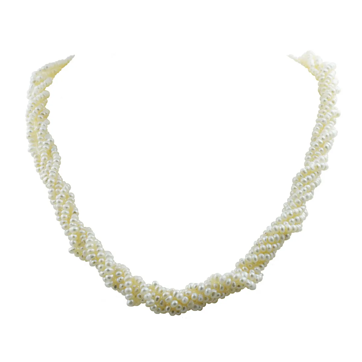 Divine Elegance: 5-Line Twisted Freshwater Pearl Necklace (SN1056)