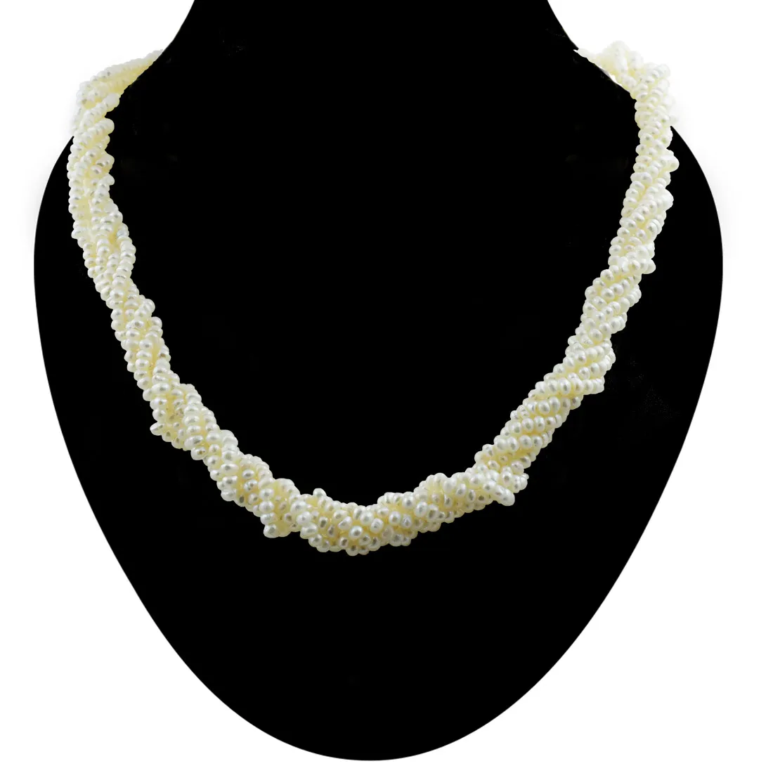 Divine Elegance: 5-Line Twisted Freshwater Pearl Necklace (SN1056)