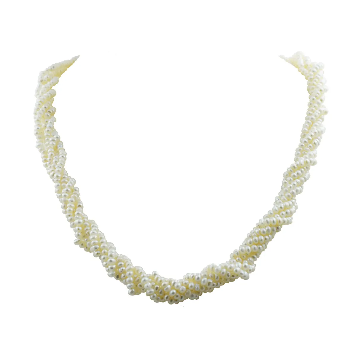 5 Line Real Freshwater Pearl Twisted Necklace for Women (SN1056)