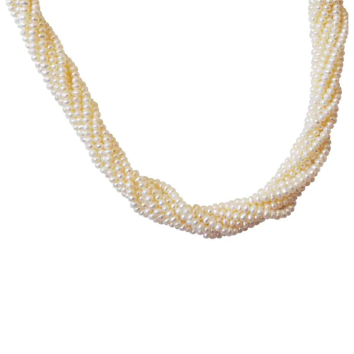 9 Line Twisted Real Freshwater Pearl Necklace for Women (SN1059)