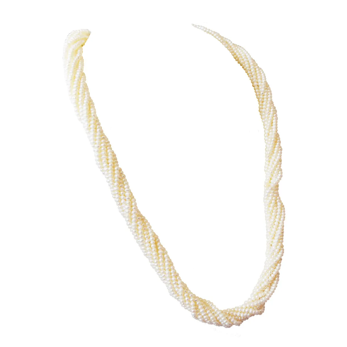9 Line Twisted Real Freshwater Pearl Necklace for Women (SN1059)