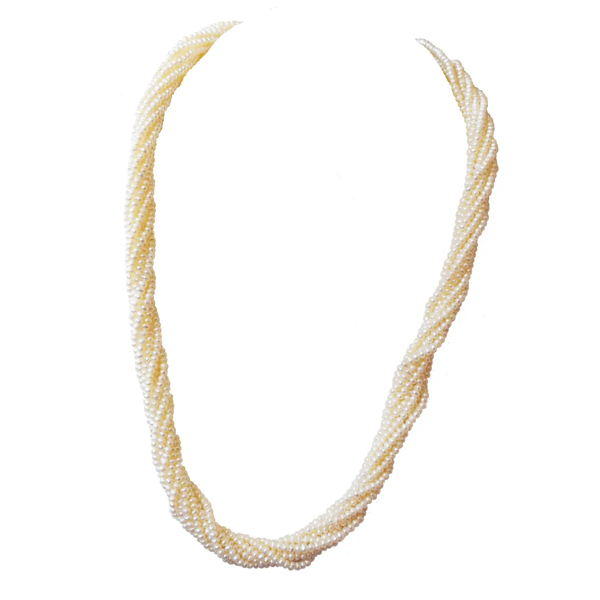 9 Line Twisted Real Freshwater Pearl Necklace for Women (SN1059)