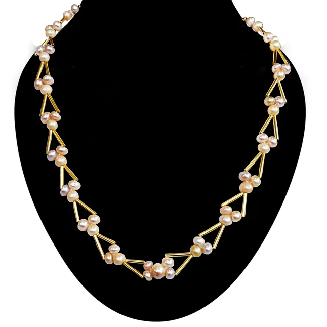 Embrace the Elegance: The Ultimate Freshwater Pearl & Gold Plated Pipe Necklace Guide (SN1066)