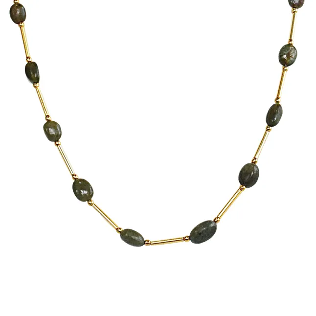 Step Into the Spotlight: The Real Green Oval Emerald & Gold-Plated Necklace (SN1071N)