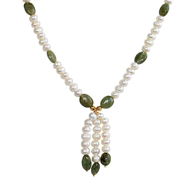 Dive Into a World of Whimsy: The Freshwater Pearl & Emerald Necklace Story (SN1072N)