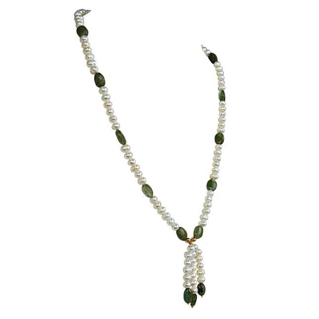 Dive Into a World of Whimsy: The Freshwater Pearl & Emerald Necklace Story (SN1072N)