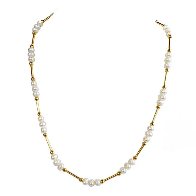 Enchanted Elegance: Celestial Freshwater Pearl & Gold Symphony Necklace (SN1077)