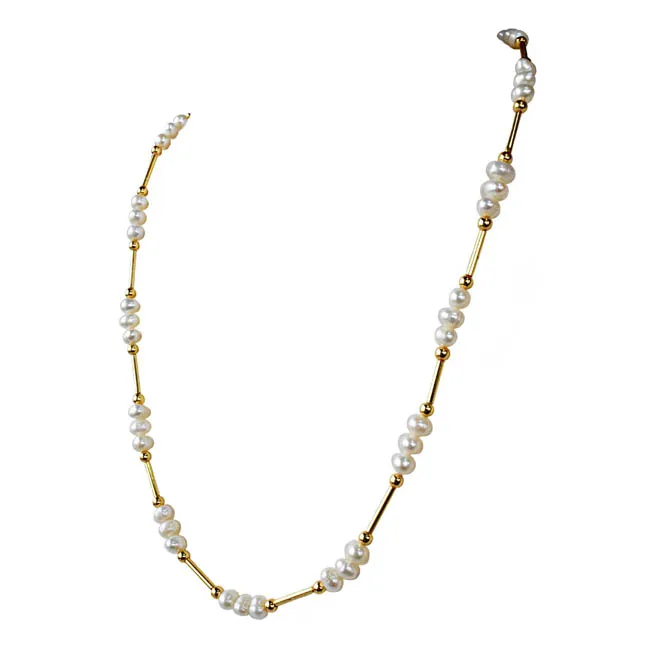 Enchanted Elegance: Celestial Freshwater Pearl & Gold Symphony Necklace (SN1077)