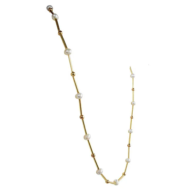 Dazzle Your World: The Single Line Real Pearl & Gold Plated Necklace Story (SN1078)