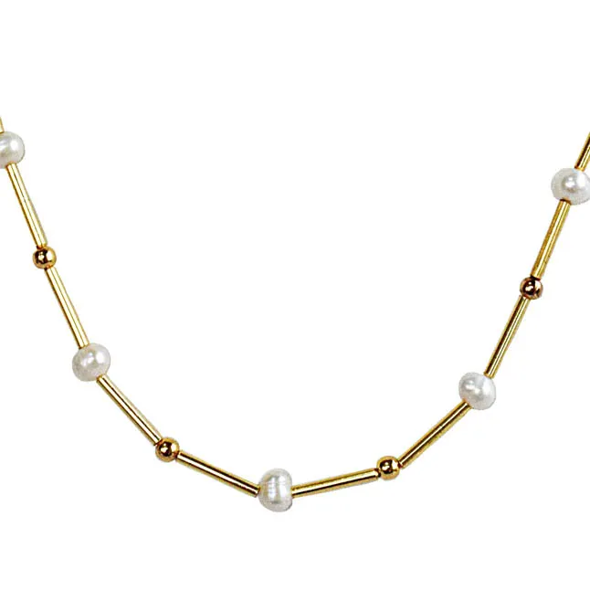 Dazzle Your World: The Single Line Real Pearl & Gold Plated Necklace Story (SN1078)