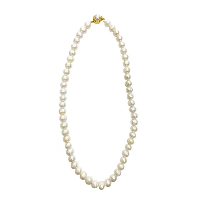 Single Line White Real Freshwater Pearl Necklace (SN1089)