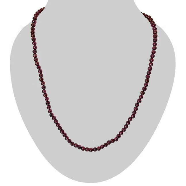 Garnet Glow: 18-Inch Semi-Precious Garnet & Gold-Plated Clasp Necklace (SN1090)
