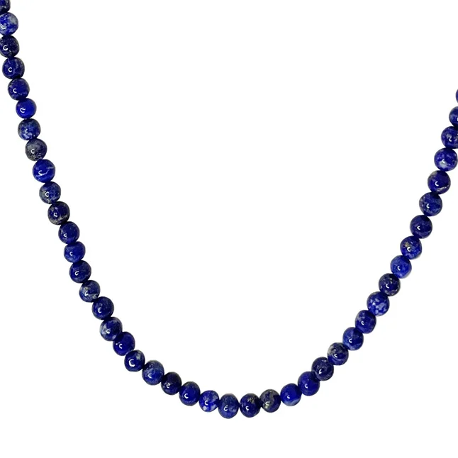 Azure Dream: Single Line Blue Lapis Beads Necklace (SN1091)