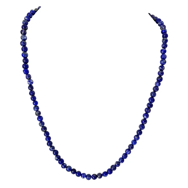 Azure Dream: Single Line Blue Lapis Beads Necklace (SN1091)