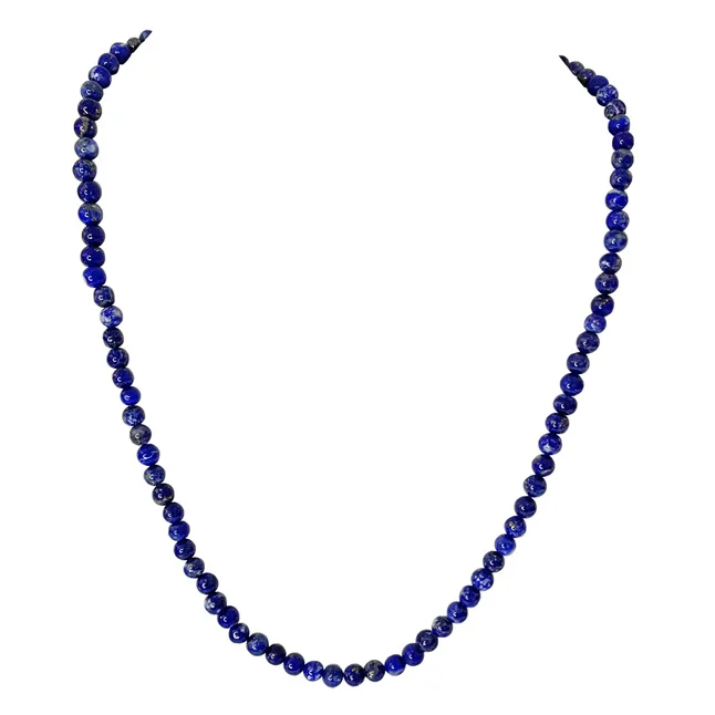 Azure Dream: Single Line Blue Lapis Beads Necklace (SN1091)