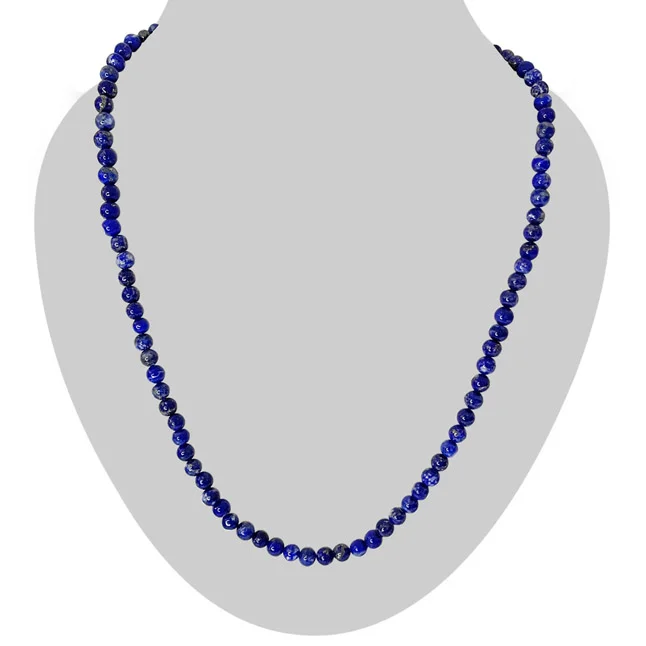 Azure Dream: Single Line Blue Lapis Beads Necklace (SN1091)