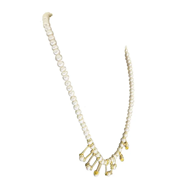 Eternal Elegance: The Enchanting Pearl & Gold Harmony Necklace (SN1093)