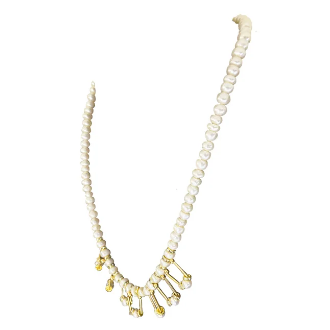 Eternal Elegance: The Enchanting Pearl & Gold Harmony Necklace (SN1093)
