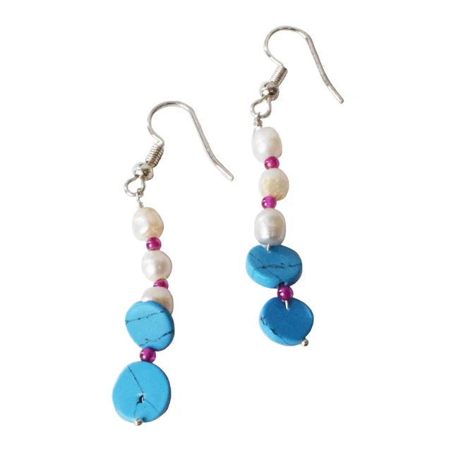 Enchanting Elegance: Exquisite Freshwater Pearl & Turquoise Jewelry Set (SN1099)