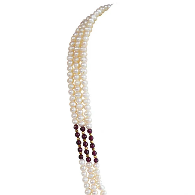 Luminous Elegance with Freshwater Pearls and Garnet Beads