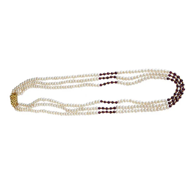 Luminous Elegance with Freshwater Pearls and Garnet Beads