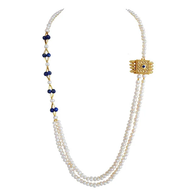 Serene Sophistication with Freshwater Pearls and Blue Lapis